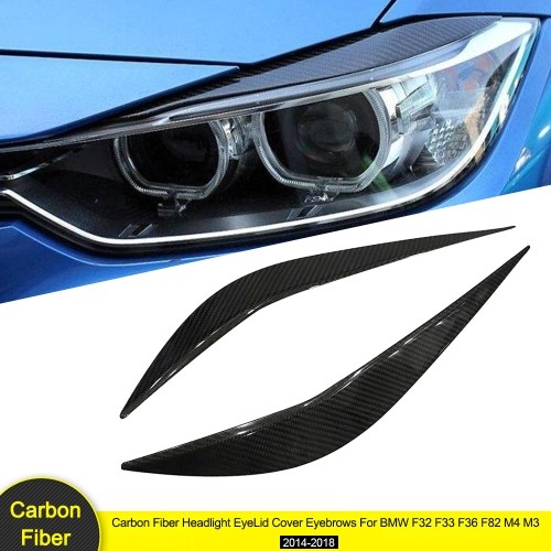 Carbon Fiber Headlight EyeLid Cover Eyebrows For BMW F32 F33 F36 F82 M4 M3 2014-2018,1 Pair Carbon Fiber Headlight EyeLid Cover Eyebrows For BMW F32 F33 F36 F82 M4 M3 2014-2018,1 Pair