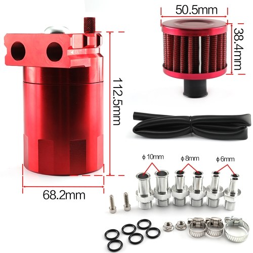 Oil Catch Can Tank with Breather Tank Reservoir Filter Baffled Aluminum Universal OCC025
Oil Catch Can Tank with Breather Tank Reservoir Filter Baffled Aluminum Universal OCC025