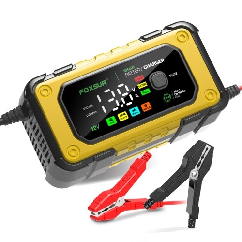 FOXSUR Car Battery Charger Smart Battery Charger with Large Colorful Display Multiple Protection for 12V Car SUV RV Motorcycle Truck
FOXSUR Car Battery Charger Smart Battery Charger with Large Colorful Display Multiple Protection for 12V Car SUV RV Motorcycle Truck