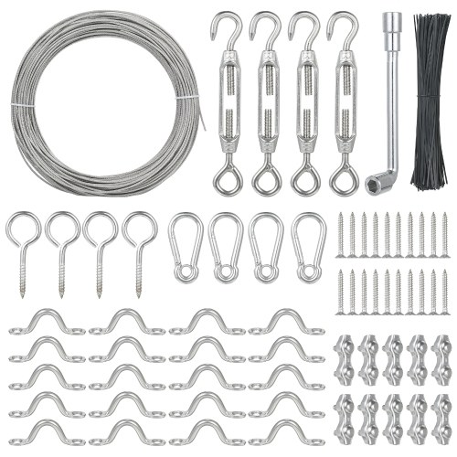 154PCS Outdoor String Light Hanging Hardware Kit Set with 164Ft Coated Stainless Steel Cable for Globe Fairy String Lamp Home Party Yard Garden Decoration Daily Use
154PCS Outdoor String Light Hanging Hardware Kit Set with 164Ft Coated Stainless Steel Cable for Globe Fairy String Lamp Home Party Yard Garden Decoration Daily Use