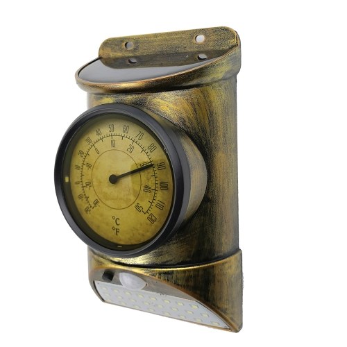 Solar Outdoor Wall Lamp Body Infrared Detecion+Light Control IP44 White Light Silver/Gold Appearance Clock/Hygrometer/Thermometer
Solar Outdoor Wall Lamp Body Infrared Detecion+Light Control IP44 White Light Silver/Gold Appearance Clock/Hygrometer/Thermometer