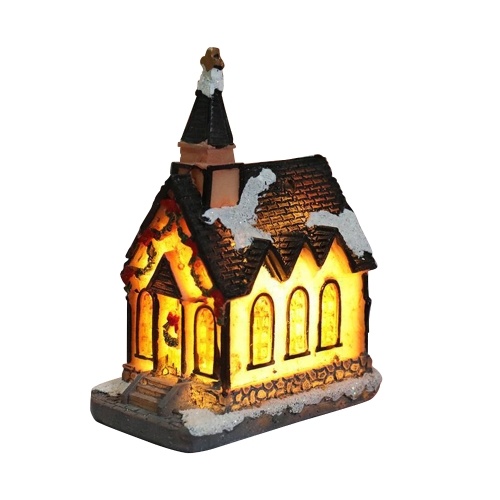 

Christmas Scene Houses Building House with Warm LEDs Light Batter-y Operated Christmas Ornamnet Gift