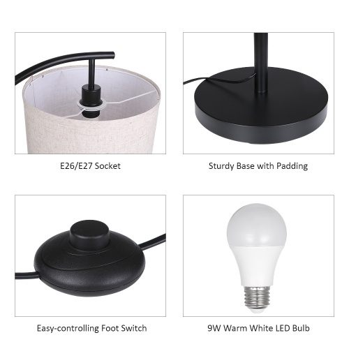 Tomshine Floor Lamp with 9W Warm Light LED Bulb Hanging Lampshade Energy Saving Bedside Arc Light E26/E27 Socket Detachable Free Standing for Living Room Bedrooms Office
Tomshine Floor Lamp with 9W Warm Light LED Bulb Hanging Lampshade Energy Saving Bedside Arc Light E26/E27 Socket Detachable Free Standing for Living Room Bedrooms Office