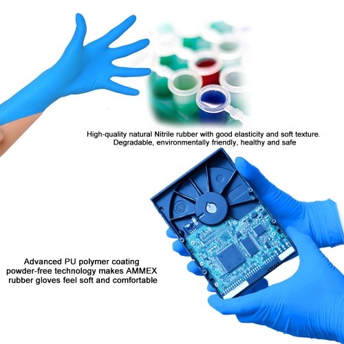 AMMEX 100Pcs Disposable Nitrile Rubber Glove Powder Free Comfortable Strong Stretchy Gloves for Home Food Medical Dental Use
AMMEX 100Pcs Disposable Nitrile Rubber Glove Powder Free Comfortable Strong Stretchy Gloves for Home Food Medical Dental Use