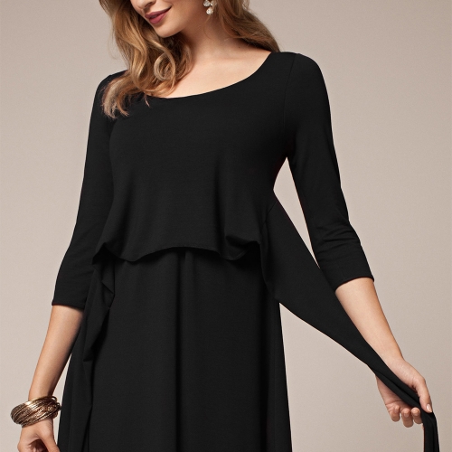 Women Maternity Nursing Dress Ruched Robe Round Neck 3/4 Sleeve Pregnancy Clothes With Belt Black S
Women Maternity Nursing Dress Ruched Robe Round Neck 3/4 Sleeve Pregnancy Clothes With Belt Black S