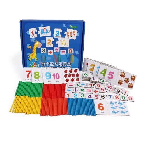 

Wooden Number Matching Puzzle Arithmetic Stick Counting Sticks Montessori Educational Tool for Boys & Girls Age 3+