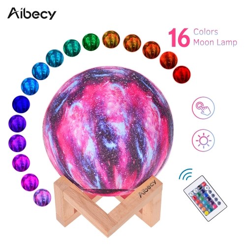 

Aibecy LED Moon Lamp Moon Night Light 3D Printed Large Lunar Lamp with Stand USB Cable 16 Glowing Colors Remote Control & TouchControl Rechargeable Brightness Adjustable Home Light for Children Women Halloween Christmas Birthday Gifts Diameter 15cm/5.9in