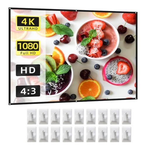 60 Inch Projector Screen 4:3 HD 4K Foldable Portable Double Sided Projection Anti-Crease Movie Screen Curtain with Hooks for Indoor Outdoor Home Theater Office Meeting
60 Inch Projector Screen 4:3 HD 4K Foldable Portable Double Sided Projection Anti-Crease Movie Screen Curtain with Hooks for Indoor Outdoor Home Theater Office Meeting