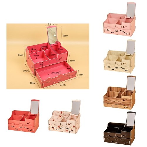 Wood Makeup Organizer Case with Mirror Desktop Multi Slots Storage Holder for Jewlry Cosmetic Supplies
Wood Makeup Organizer Case with Mirror Desktop Multi Slots Storage Holder for Jewlry Cosmetic Supplies