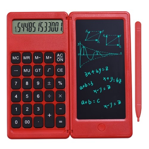 

Foldable Calculator & 6 Inch LCD Writing Tablet Digital Drawing Pad 12 Digits Display with Stylus Pen Erase Button for Children Adults Home Office School Use