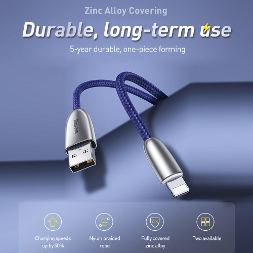 

Xiaomi Baseus Torch Data Cable USB High-quality Nylon Braided Charging Cable 2.4A Fast Charge Stable Data Transmission Charging Cable For iPhoneX XS XS Max iPhone 8 8 Plus