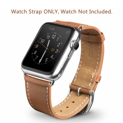 QIALINO Pull-up Genuine Leather Replacement Watch Band Strap for Apple iWatch Series 3/2/1 42mm Sport / Edition Men's Women's Brac