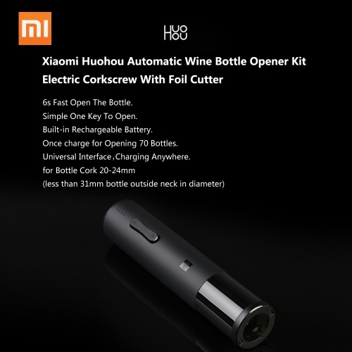 Xiaomi Mijia Huohou Automatic Wine Bottle Opener Kit 20-24mm Wine Cork Electric Corkscrew With Foil Cutter For Xiaomi Mi Smart Home Kits
Xiaomi Mijia Huohou Automatic Wine Bottle Opener Kit 20-24mm Wine Cork Electric Corkscrew With Foil Cutter For Xiaomi Mi Smart Home Kits