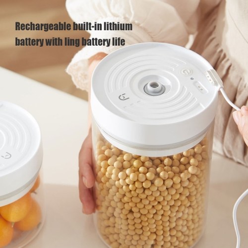 

BUD Rechargeable Electric Auto Air Extraction Airtight Seal Food Storage Container with White Locking Lids Vacuum Pump Lasting Freshness Food Save Canister BPA Free Stackable Kitchen Pantry Organization for Dry Food Coffee Pasta Cereal