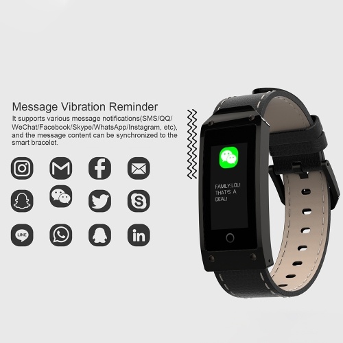 Smart Sports Bracelet Fitness Tracker Smart Wristband 0.96 inch TFT Color Screen Leather Band BT 4.0 Smart Band Pedometer Heart Rate Blood Pressure Monitoring Sleep Monitor Call Message Reminder Remote Camera for iOS Android Smartphones
Smart Sports Bracelet Fitness Tracker Smart Wristband 0.96 inch TFT Color Screen Leather Band BT 4.0 Smart Band Pedometer Heart Rate Blood Pressure Monitoring Sleep Monitor Call Message Reminder Remote Camera for iOS Android Smartphones