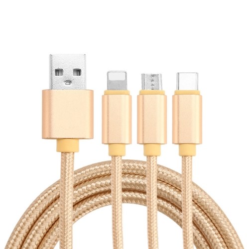 3 in 1 Nylon Braided USB Cable with Lightning/Type-C/Micro USB Connector High Tensile Charging Cord for iOS/Android Phones Multiple Devices
3 in 1 Nylon Braided USB Cable with Lightning/Type-C/Micro USB Connector High Tensile Charging Cord for iOS/Android Phones Multiple Devices