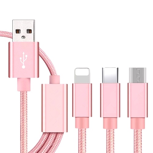 3 in 1 USB Cable Type-C/Lightning/Micro USB Charging Cable 6ft Nylon Braided Cell Phone Charging Cord
3 in 1 USB Cable Type-C/Lightning/Micro USB Charging Cable 6ft Nylon Braided Cell Phone Charging Cord