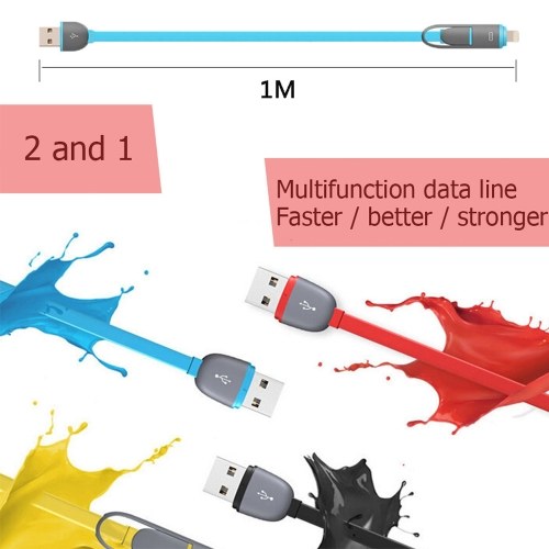 

Universal 2 in 1 Multi-function Retractable Cable 1M USB Data Sync Charging Data Line