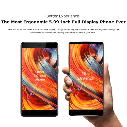 HOMTOM S9 Plus 5.99-inch 18:9 Bezel-less Mobile Phone 4G-LTE Fingerprint Smartphone 4GB RAM 64GB ROM
HOMTOM S9 Plus 5.99-inch 18:9 Bezel-less Mobile Phone 4G-LTE Fingerprint Smartphone 4GB RAM 64GB ROM