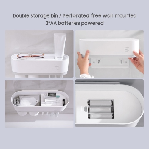 QUANGE Toothbrush Sterilizer UVC Ultraviolet Disinfection Toothbrush Holder with Toothbrush Cup Set Perforated-Free Wall-Mounted Electric Toothbrush Organizer w/4 Slots Anti-bacteria Tooth Brush Cleaning Machine
QUANGE Toothbrush Sterilizer UVC Ultraviolet Disinfection Toothbrush Holder with Toothbrush Cup Set Perforated-Free Wall-Mounted Electric Toothbrush Organizer w/4 Slots Anti-bacteria Tooth Brush Cleaning Machine