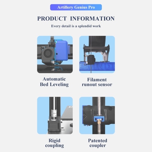 Artillery Genius Pro 3D Printer 220x220x250mm Printing Size (Free a roll of 1KG PLA Filament with Random color)
Artillery Genius Pro 3D Printer 220x220x250mm Printing Size (Free a roll of 1KG PLA Filament with Random color)