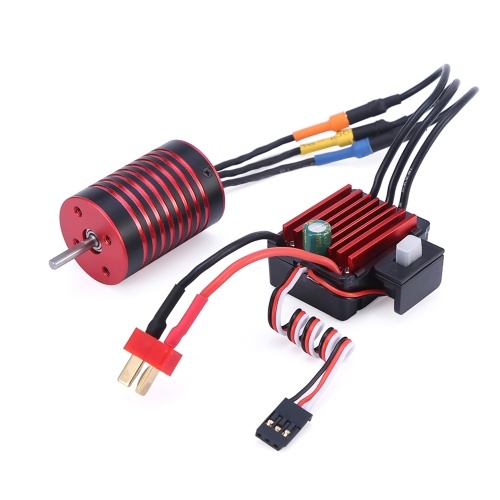 

4700KV Brushless Motor and 35A ESC Combo Set 2s T plug Waterproof Compatible with Traxxas HSP Tamiya Axial 1/16 1/12 RC Car