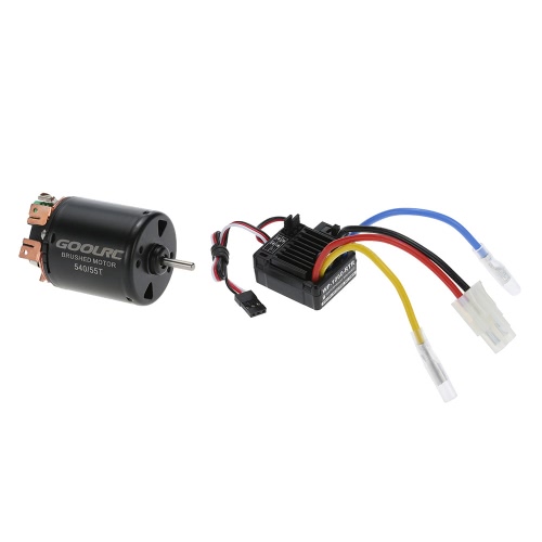 GoolRC 540 55T 4 Poles Brushed Motor and WP-1060-RTR 60A Waterproof Brushed ESC Electronic Speed Controller with 5V/2A BEC for 1/10 RC Car
GoolRC 540 55T 4 Poles Brushed Motor and WP-1060-RTR 60A Waterproof Brushed ESC Electronic Speed Controller with 5V/2A BEC for 1/10 RC Car