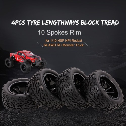 4PCS 1/10 RC Off-road Tyre Lengthways Block Tread Pattern 10 Spokes Rim for 1/10 HSP HPI Redcat RC4WD RC Monster Truck
4PCS 1/10 RC Off-road Tyre Lengthways Block Tread Pattern 10 Spokes Rim for 1/10 HSP HPI Redcat RC4WD RC Monster Truck