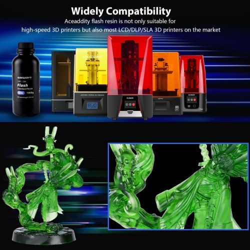 Aceaddity Flash 3D Printer Resin High-Speed Resin 405nm UV-Curing Standard Photopolymer Resin with Great Fluidity Fast Printing for LCD/DLP 3D Printers High Precision & Low Shrinkage1KG/Bottle Set
Aceaddity Flash 3D Printer Resin High-Speed Resin 405nm UV-Curing Standard Photopolymer Resin with Great Fluidity Fast Printing for LCD/DLP 3D Printers High Precision & Low Shrinkage1KG/Bottle Set