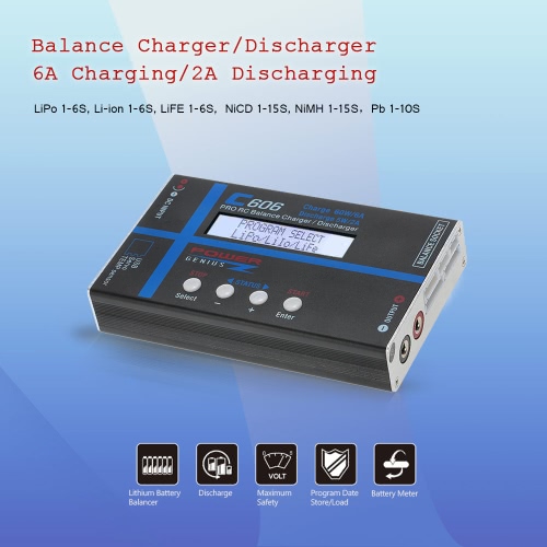 Original Power Genius C606 Balance Charger/Discharger 60W with Lipo Battery Resistance Test Function for LiPo Li-ion LiFE NiCD NiM Original Power Genius C606 Balance Charger/Discharger 60W with Lipo Battery Resistance Test Function for LiPo Li-ion LiFE NiCD NiM