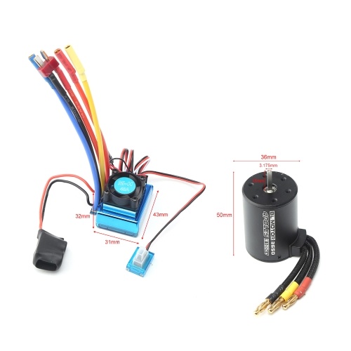 3650 Бесколлекторный двигатель 3100KV с бесколлекторным ESC 45A для 1/8 1/10 RC Car RC Boat Part
3650 Бесколлекторный двигатель 3100KV с бесколлекторным ESC 45A для 1/8 1/10 RC Car RC Boat Part