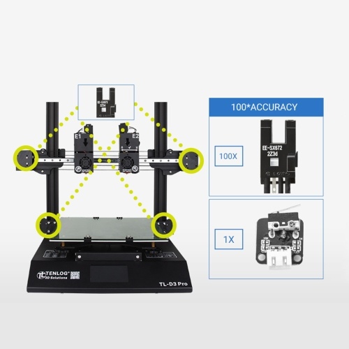 

TENLOG TL-D3 Pro 3D Printer Independent Dual Extruder Double Z-axis with Touchscreen Support Filament Run Out Detection Resume Print Function Large Build Volume 300*300*350mm