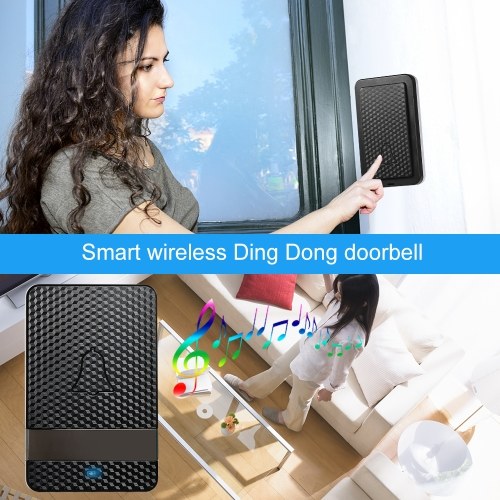 Wireless Dingdong Doorbell Self-powered 28 Ringtones 4 Levels Volumes Optional Long Distance No Battery Required 1 Transmitter + 2 Receiver,Black
Wireless Dingdong Doorbell Self-powered 28 Ringtones 4 Levels Volumes Optional Long Distance No Battery Required 1 Transmitter + 2 Receiver,Black