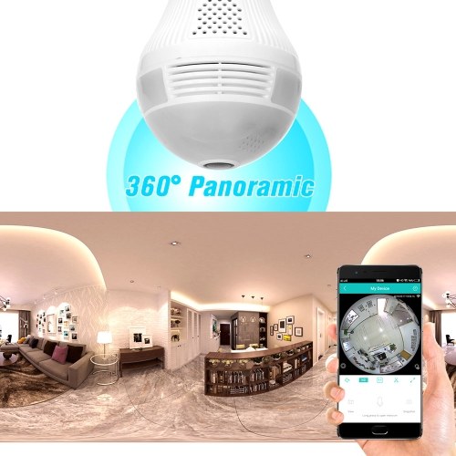 Wireless 1.3MP Mini Panoramic Fish Eye Camera WIFI 360 Degree Wireless Camera LED Light Bulb IP Camera Full Color Night Vision Support for Android/iOS APP Remote Control
Wireless 1.3MP Mini Panoramic Fish Eye Camera WIFI 360 Degree Wireless Camera LED Light Bulb IP Camera Full Color Night Vision Support for Android/iOS APP Remote Control