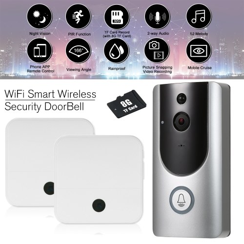 HD 1080P WiFi Smart Wireless Security Doorbell with 8G TF Card 1 Wireless Doorbell Chime
HD 1080P WiFi Smart Wireless Security Doorbell with 8G TF Card 1 Wireless Doorbell Chime