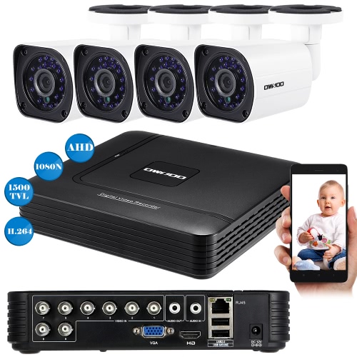 OWSOO 8CH 1080N DVR + 4pcs AHD 720P Outdoor Bullet CCTV Camera NTSC System OWSOO 8CH 1080N DVR + 4pcs AHD 720P Outdoor Bullet CCTV Camera NTSC System