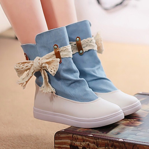 New Fashion Women Flat Boots Lace Knot Denim Patchwork Slip On Round Toe Casual Bootie Shoes Blue/ Dark Blue
New Fashion Women Flat Boots Lace Knot Denim Patchwork Slip On Round Toe Casual Bootie Shoes Blue/ Dark Blue
