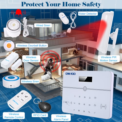 OWSOO 433MHz Wireless Auto-dial PSTN LCD Display Voice Prompt Phone Remote Control Home Burglar Security Alarm System
OWSOO 433MHz Wireless Auto-dial PSTN LCD Display Voice Prompt Phone Remote Control Home Burglar Security Alarm System