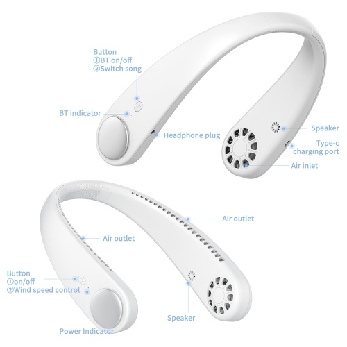 Portable 2-in-1 Neck Fan & BT Headphone U-shaped Hand-free Air Cooler 3600mAh Hanging Fan Neck Speaker Music Player Cordless for Home Outdoor
Portable 2-in-1 Neck Fan & BT Headphone U-shaped Hand-free Air Cooler 3600mAh Hanging Fan Neck Speaker Music Player Cordless for Home Outdoor