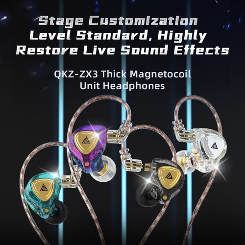 QKZ ZX3 Dynamic Drive Earphone HIFI Bass Earbud Sport Noise Cancelling Headset 3.5mm Wired Headphone Around-Ear Earphones Volume Control Compatible with Phone Pad PC With Microphone
QKZ ZX3 Dynamic Drive Earphone HIFI Bass Earbud Sport Noise Cancelling Headset 3.5mm Wired Headphone Around-Ear Earphones Volume Control Compatible with Phone Pad PC With Microphone