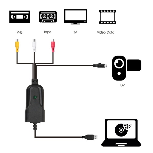 Portable USB 2.0 Video Audio Capture Video Converter Recorder Analog Video Audio to Digital Format for PC Plug and Play
Portable USB 2.0 Video Audio Capture Video Converter Recorder Analog Video Audio to Digital Format for PC Plug and Play