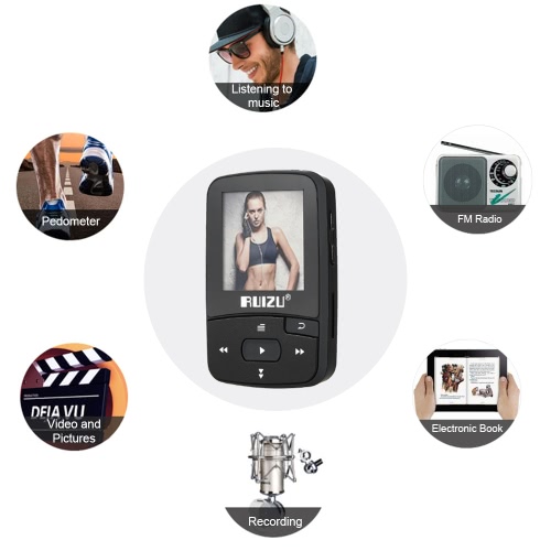 

RUIZU X50 8GB 1.5in MP3 MP4 Player HiFi Lossless Sound Quality Bluetooth Pedometer TF Card FM Radio Recording E-book Time Calendar