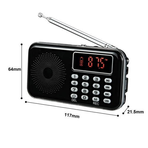 Y-619 Mini FM Radio Digital Portable 3W Speaker MP3 Audio Player with 2 Inch Display Screen Support USB Drive TF Card Play Recording AUX-IN Earphone Out
Y-619 Mini FM Radio Digital Portable 3W Speaker MP3 Audio Player with 2 Inch Display Screen Support USB Drive TF Card Play Recording AUX-IN Earphone Out