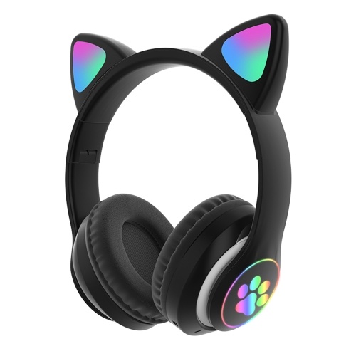 Foldable Cat Ear BT 5.0 Headset with RGB Lighting Effect 40mm Driver Unit Support AUX Wired Connection/TF Card Playing/FM Mode, Black
Foldable Cat Ear BT 5.0 Headset with RGB Lighting Effect 40mm Driver Unit Support AUX Wired Connection/TF Card Playing/FM Mode, Black