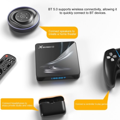 X88 PRO 12 Android 12.0 Smart TV Box UHD 4K Media Player RK3318 4GB/32GB 2.4G/5G Dual-band WiFi BT5.0 100M LAN VP9 H.265 Decoding with Remote Control
X88 PRO 12 Android 12.0 Smart TV Box UHD 4K Media Player RK3318 4GB/32GB 2.4G/5G Dual-band WiFi BT5.0 100M LAN VP9 H.265 Decoding with Remote Control
