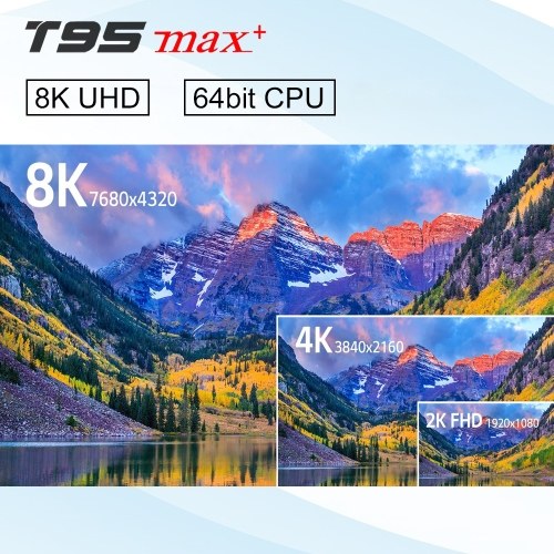 

T95 MAX Plus Smart TV Box Android 9.0 S905X3 64 Bit 2.4G+5G Dual-band WiFi UHD 8K VP9 H.265 4GB/64GB