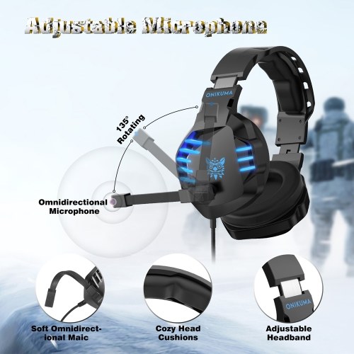 ONIKUMA K17 3.5mm Wired Gaming Headset Over Ear PC Headphones Noise Canceling E-Sport Earphone with Mic LED Lights Volume Control Mute Mic for PC Laptop PS4 Smart Phone
ONIKUMA K17 3.5mm Wired Gaming Headset Over Ear PC Headphones Noise Canceling E-Sport Earphone with Mic LED Lights Volume Control Mute Mic for PC Laptop PS4 Smart Phone