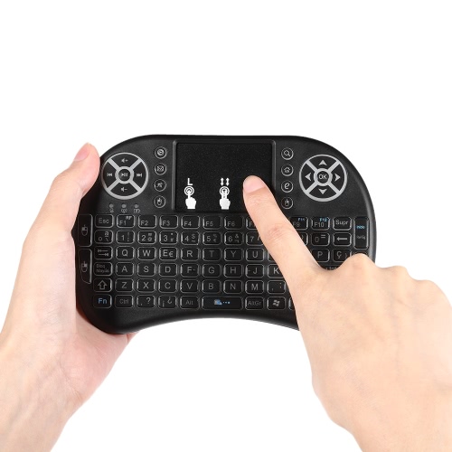 

Spanish Version Backlit 2.4GHz Wireless Keyboard Air Mouse Touchpad Handheld Remote Control Backlight for Android TV BOX PC Smart TV Black