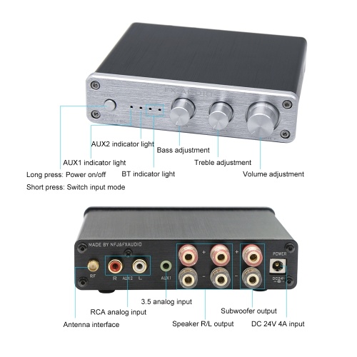 

FX-AUDIO XL-2.1BL HiFi Audio Digital Amplifier 2.1 Channel High-power Bluetooth 4.0 CSR8635 Audio Subwoofer Amplifier Input RCA/AUX/BT 50W*2+100W