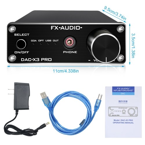 FX-AUDIO X3PRO DAC Digital to Analog Converter Headphone Amplifier Car Audio Amplifier Optical/PC-USB/Coaxial DC5V US Plug Black
FX-AUDIO X3PRO DAC Digital to Analog Converter Headphone Amplifier Car Audio Amplifier Optical/PC-USB/Coaxial DC5V US Plug Black